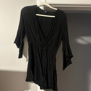 Black Wrap romper with Bell Sleeves